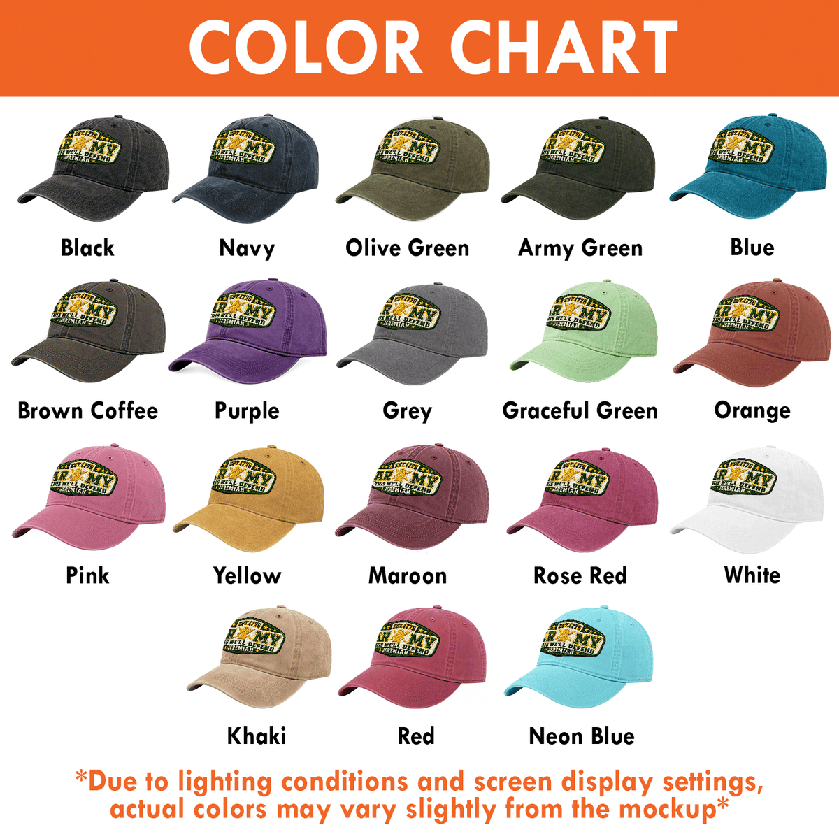 Custom Army Embroidered Cap Personalized Rank and Custom Text