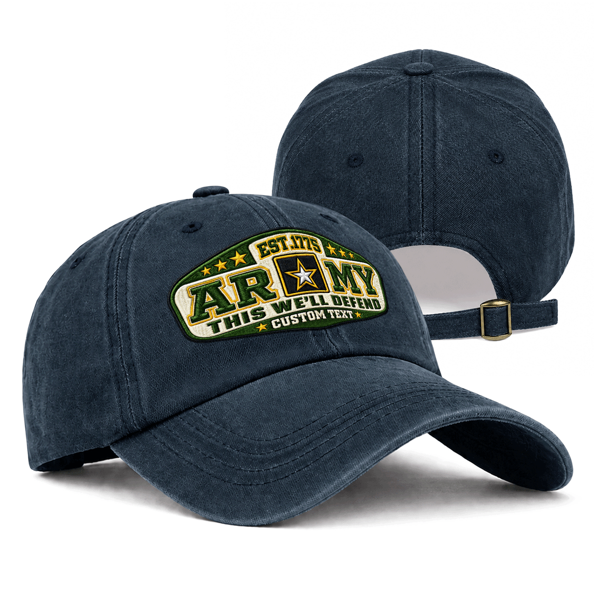 Custom Army Embroidered Cap Personalized Rank and Custom Text