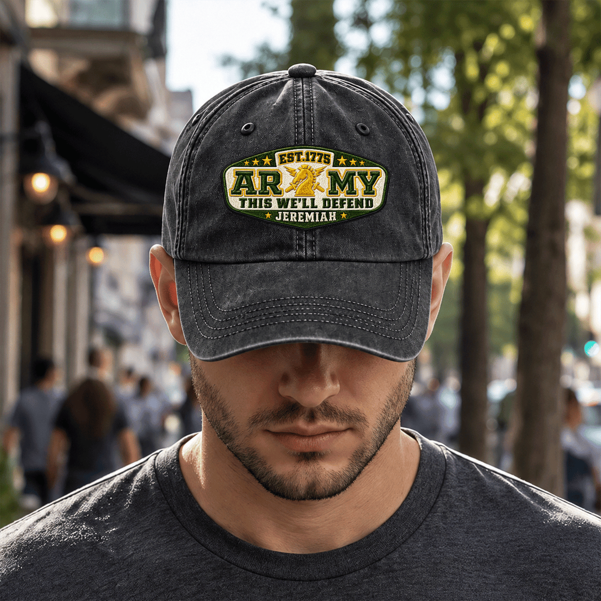 Custom Army Embroidered Cap Personalized Rank and Custom Text
