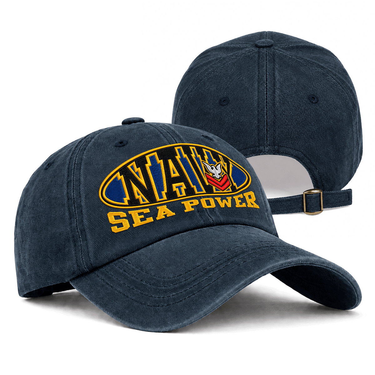 U.S. Navy Washed Cotton Cap Personalized Rank and Custom Text