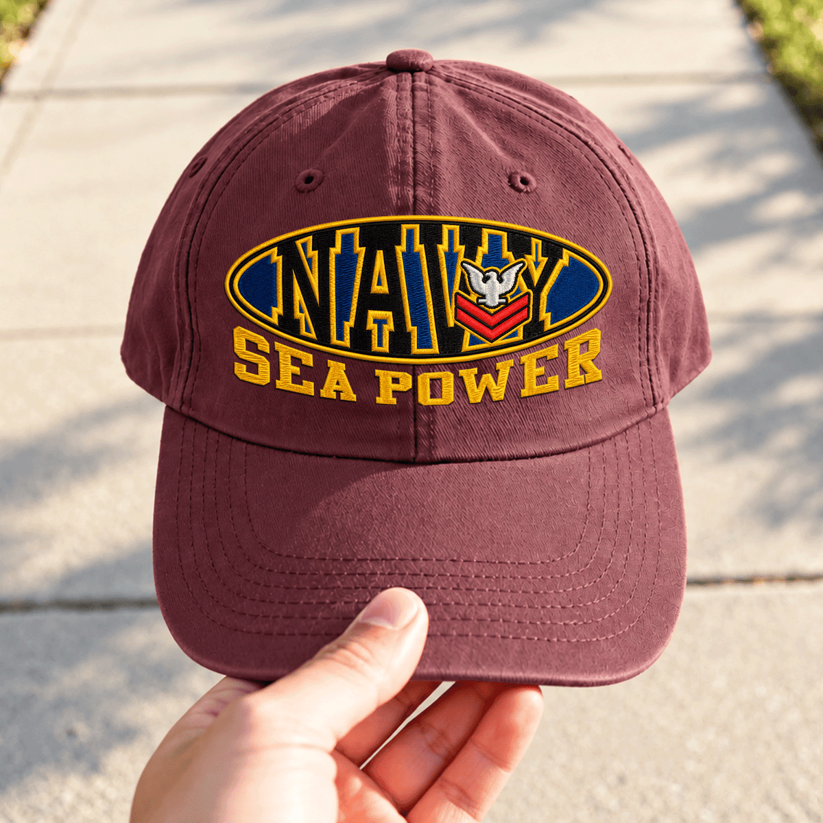 U.S. Navy Washed Cotton Cap Personalized Rank and Custom Text