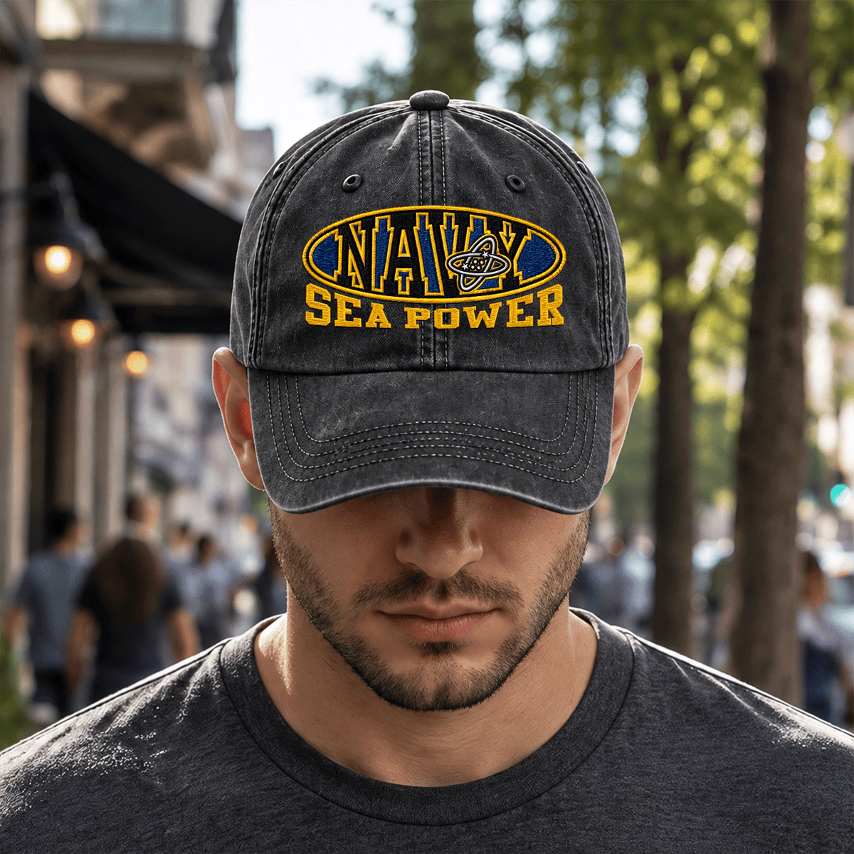 U.S. Navy Washed Cotton Cap Personalized Rank and Custom Text