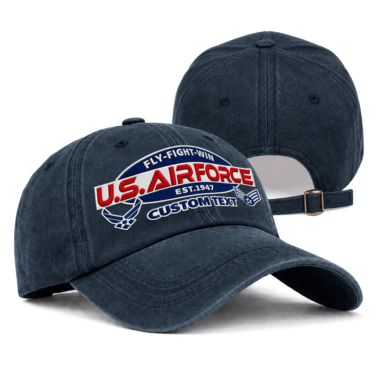 Personalized Air Force Veteran Embroidered Cap Custom Military Rank and Text
