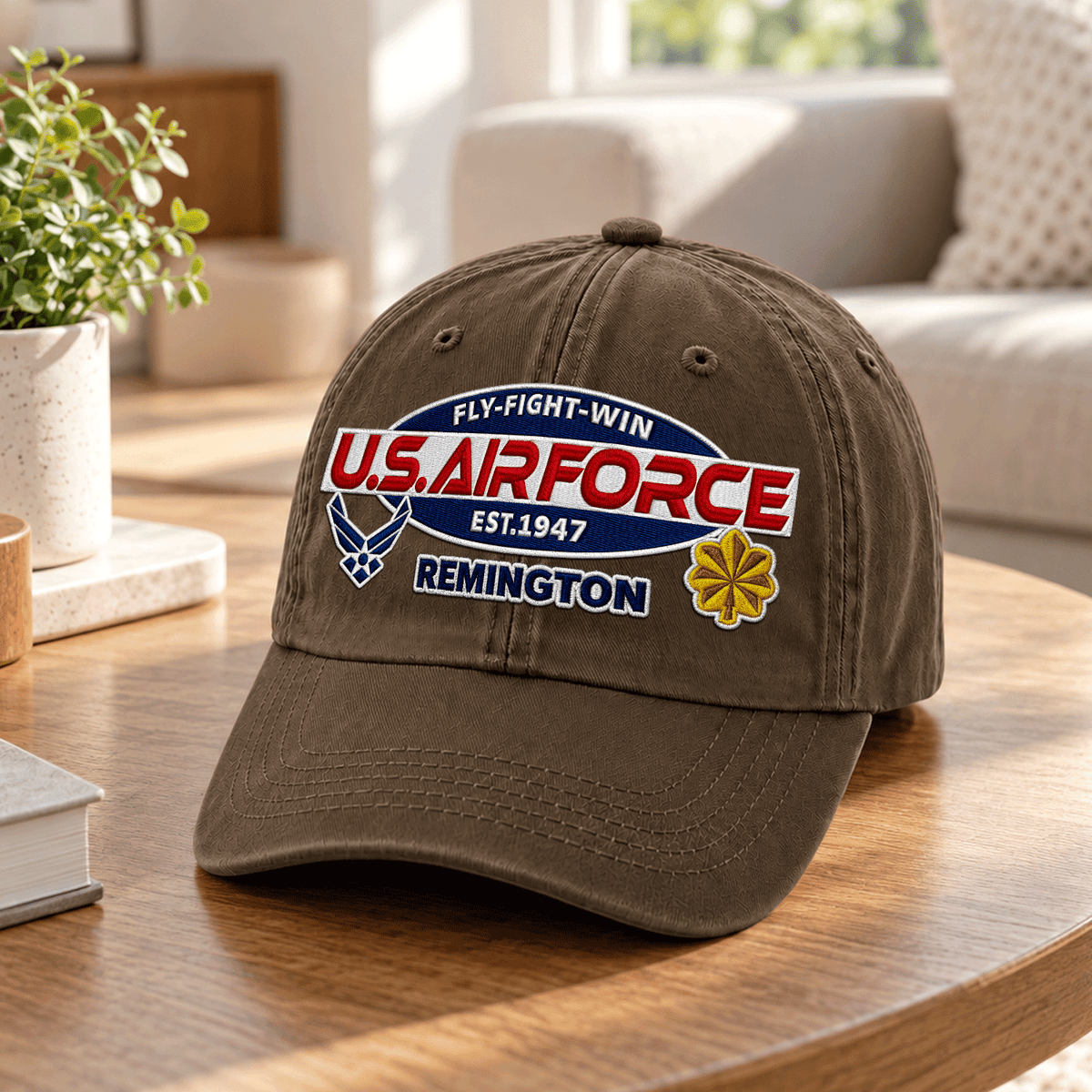 Personalized Air Force Veteran Embroidered Cap Custom Military Rank and Text