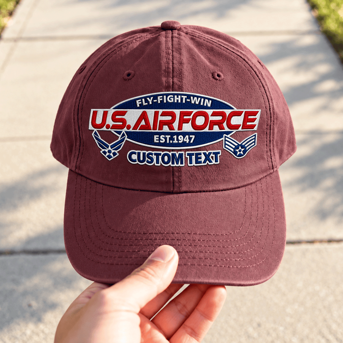 Personalized Air Force Veteran Embroidered Cap Custom Military Rank and Text
