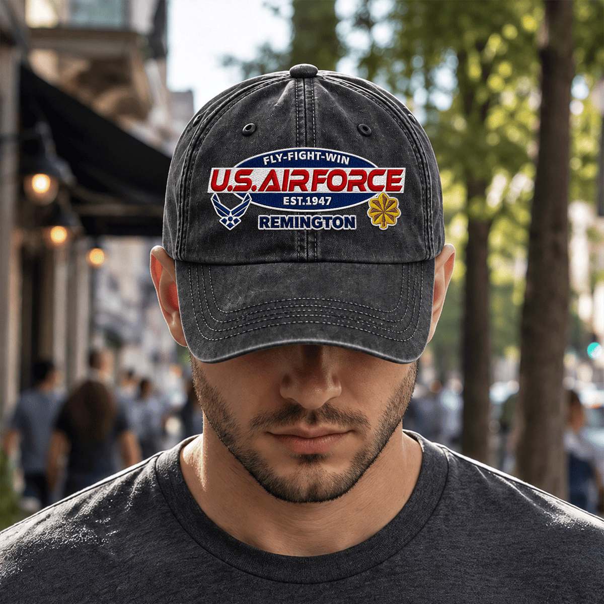 Personalized Air Force Veteran Embroidered Cap Custom Military Rank and Text