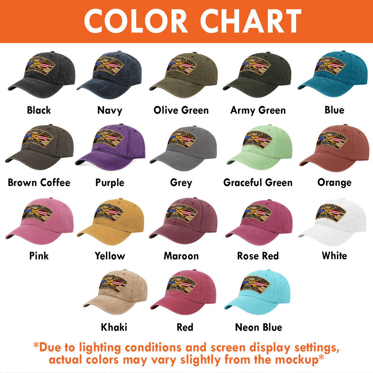 U.S. Army Personalized Washed Hat Custom Military Rank and Text