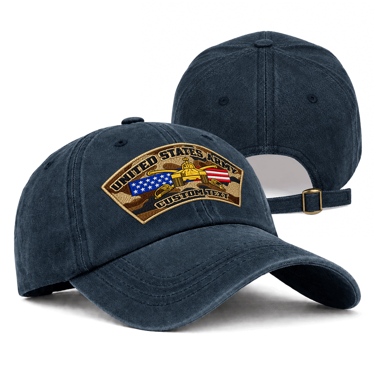 U.S. Army Personalized Washed Hat Custom Military Rank and Text