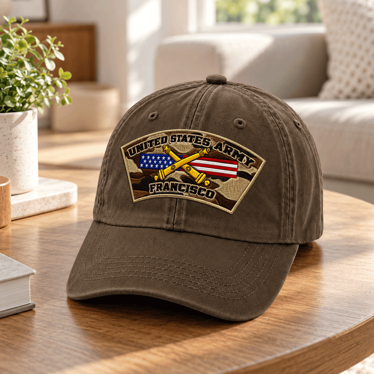 U.S. Army Personalized Washed Hat Custom Military Rank and Text