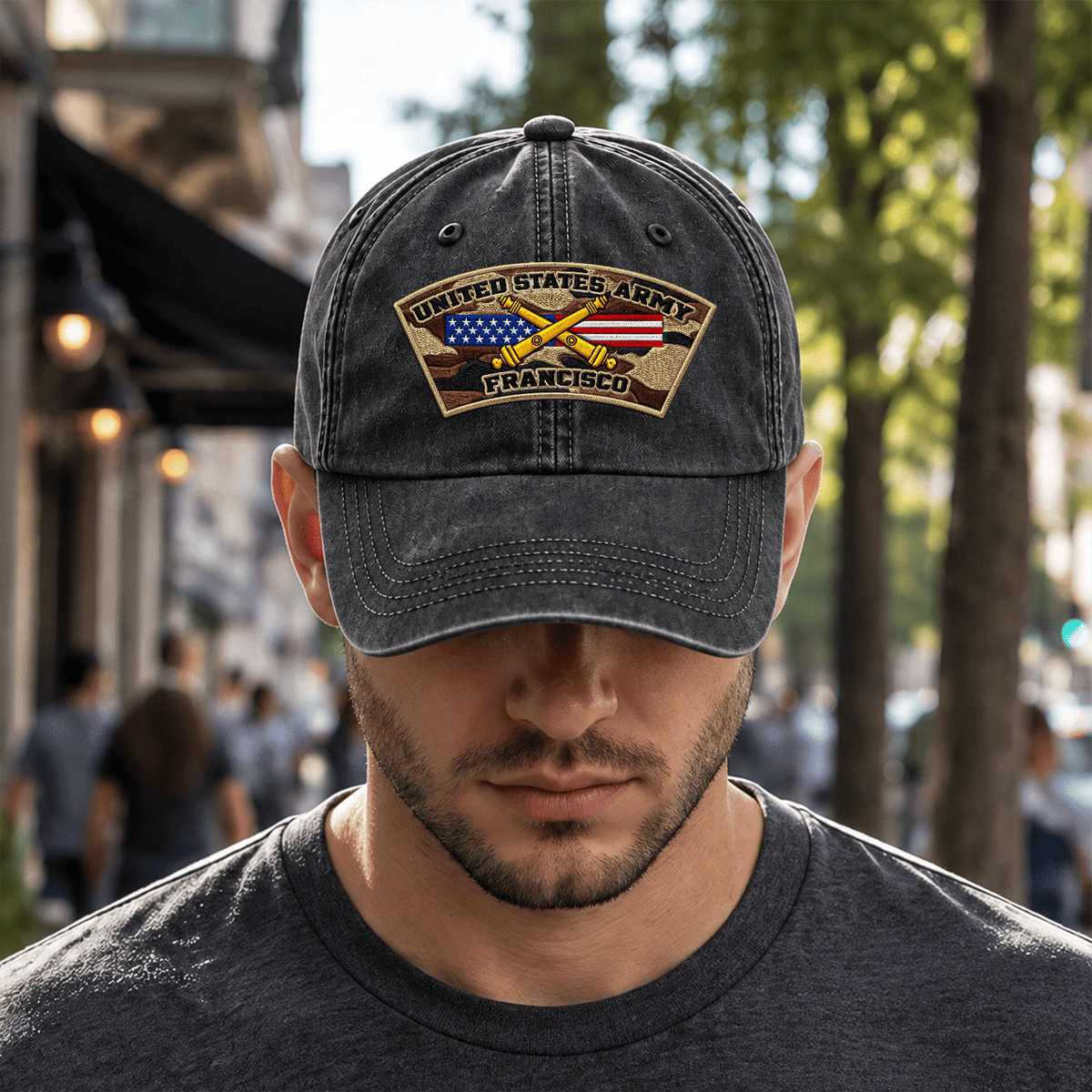 U.S. Army Personalized Washed Hat Custom Military Rank and Text