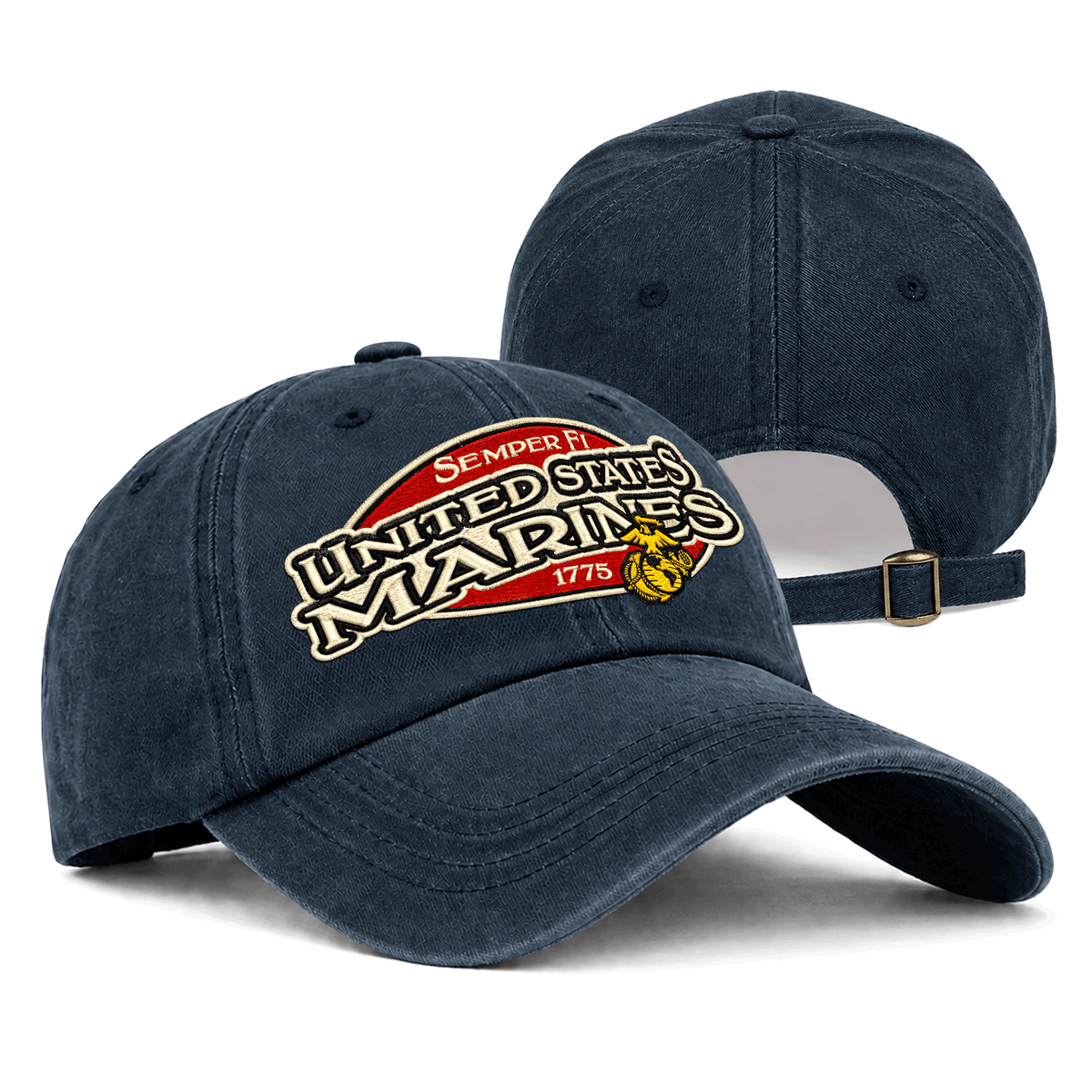 Custom Marine Veteran Washed Cap Personalized Military Rank and Text