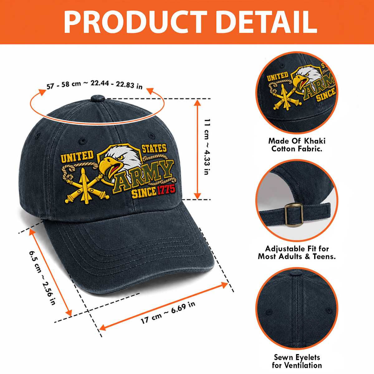 Personalized U.S. Army Washed Cap Custom Rank Text Gift