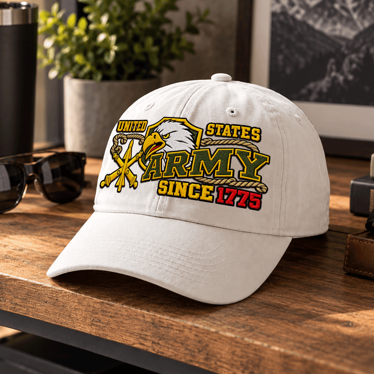 Personalized U.S. Army Washed Cap Custom Rank Text Gift