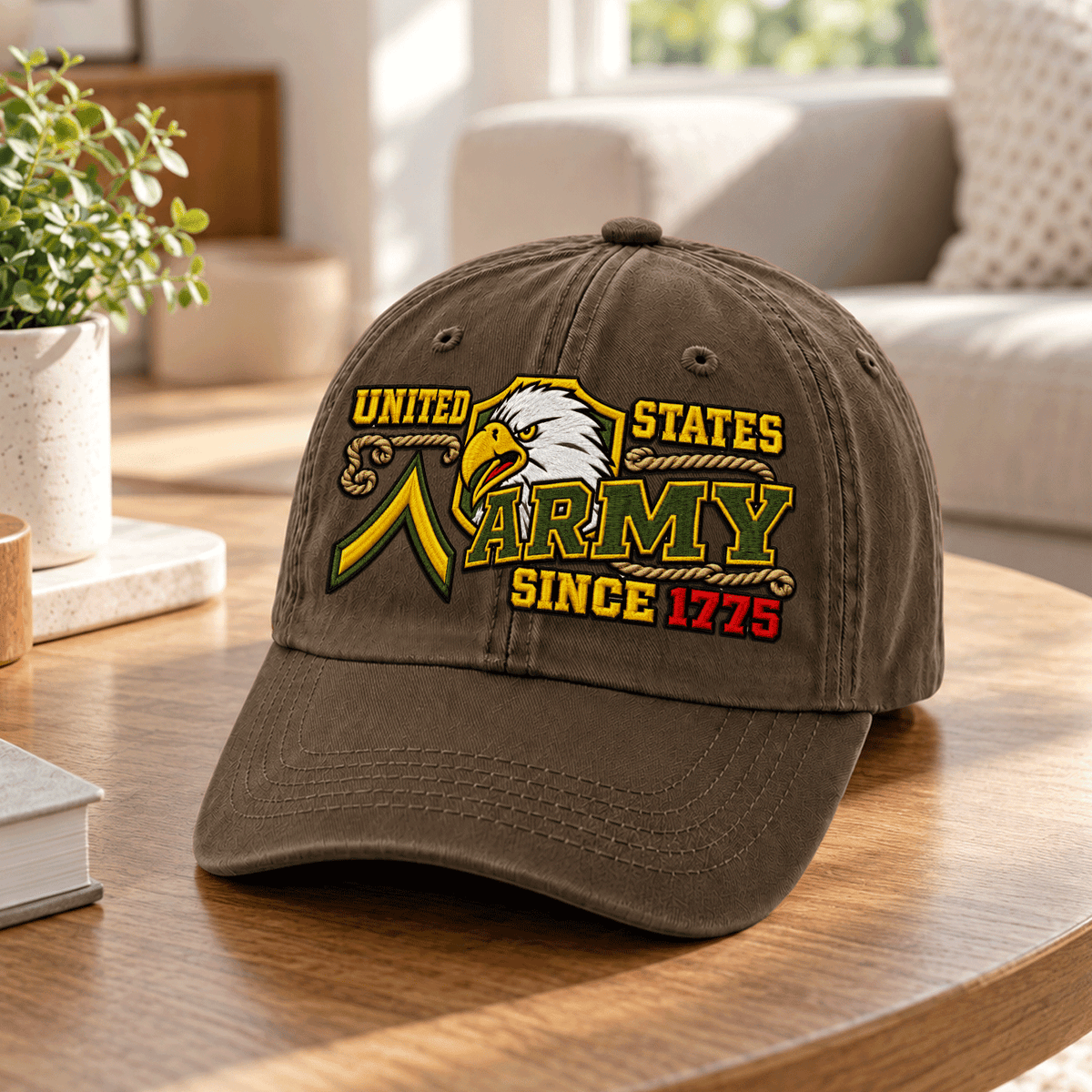 Personalized U.S. Army Washed Cap Custom Rank Text Gift