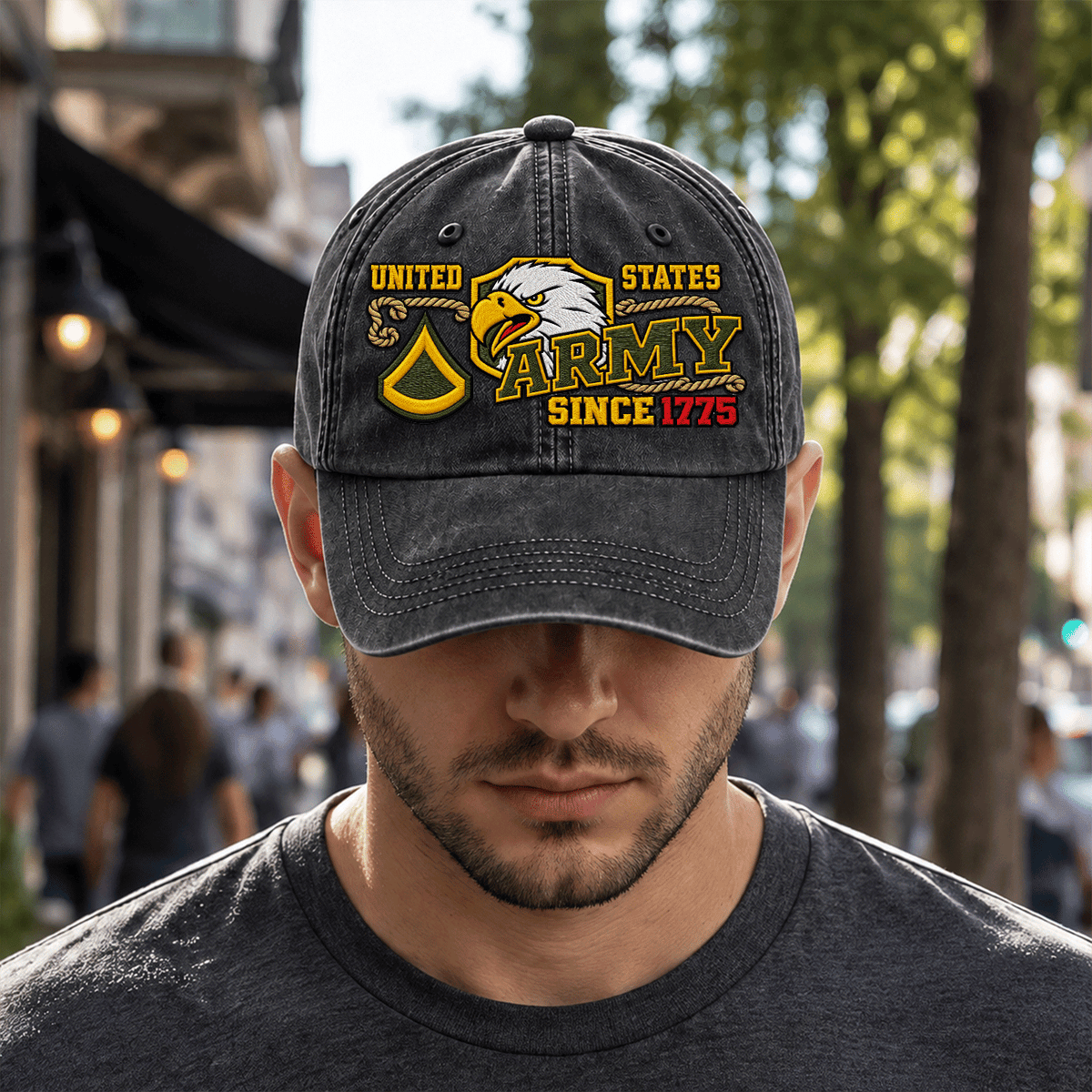 Personalized U.S. Army Washed Cap Custom Rank Text Gift