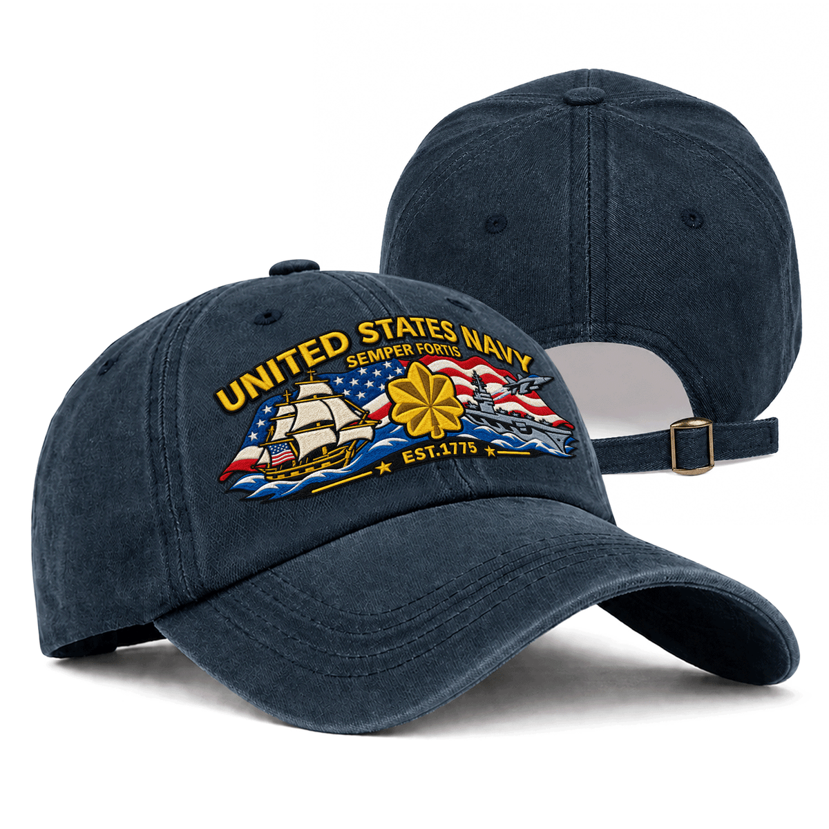 Personalized Navy Veteran Embroidered Cap Custom Military Rank and Text