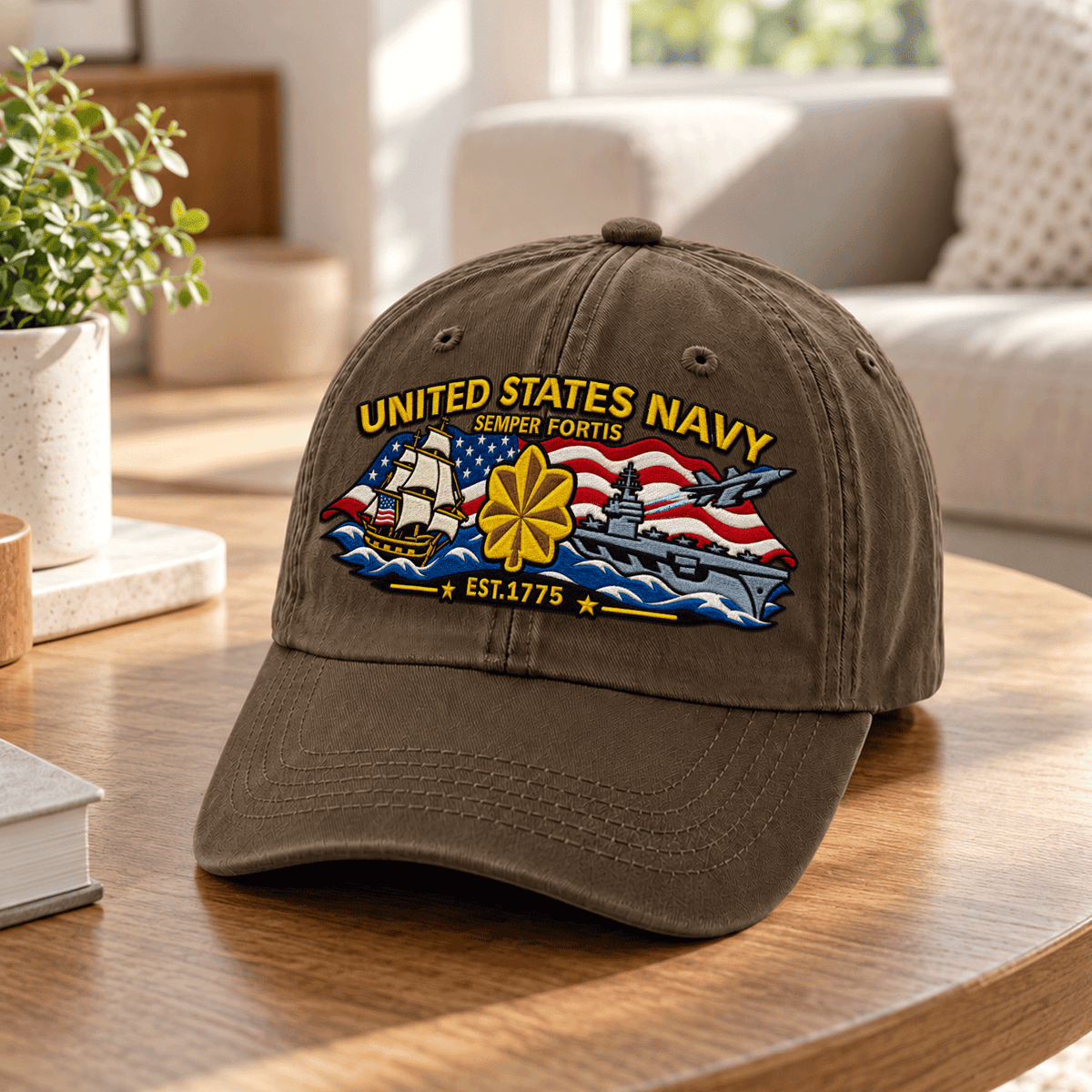 Personalized Navy Veteran Embroidered Cap Custom Military Rank and Text