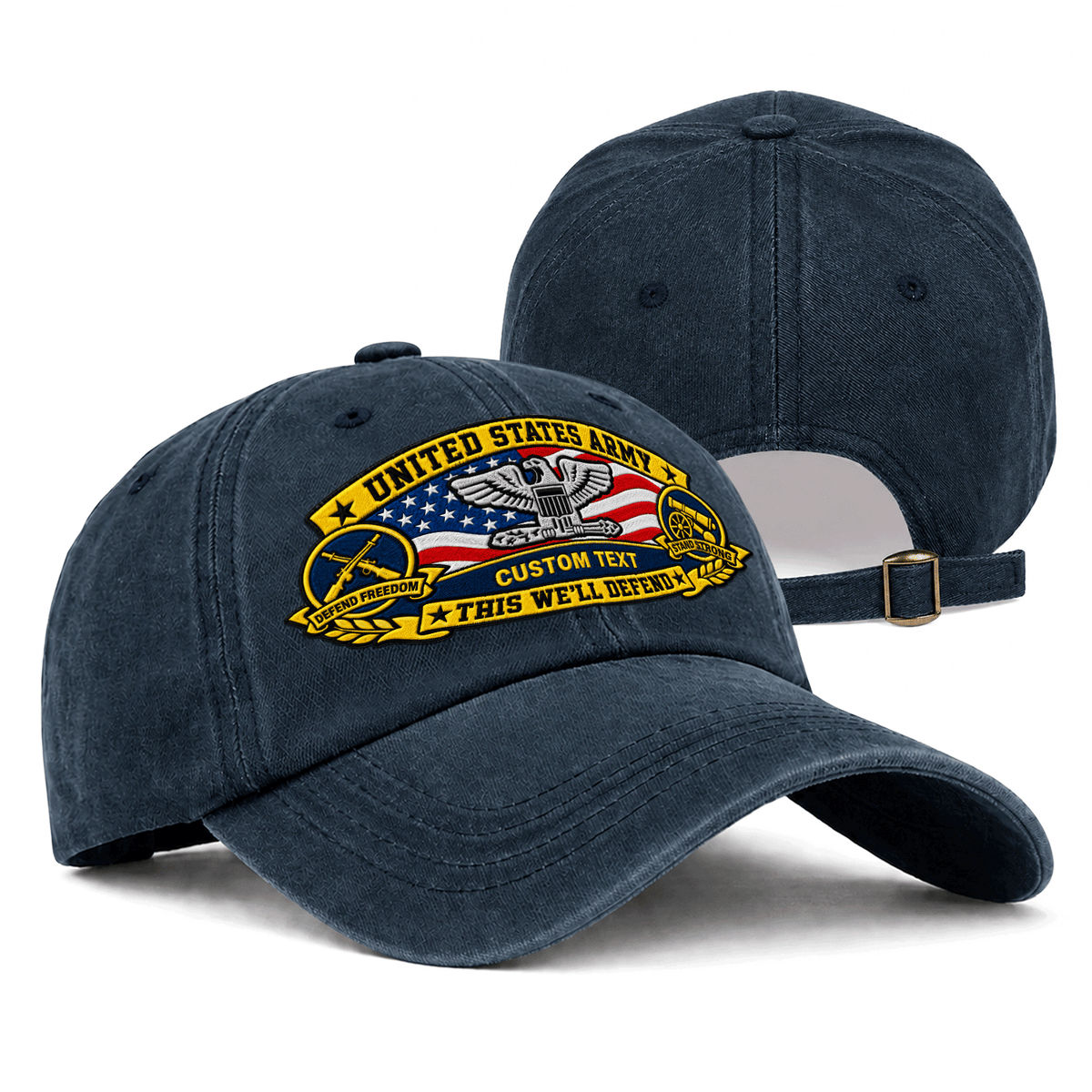 Custom Army Embroidered Hat Personalized Veteran Rank and Text