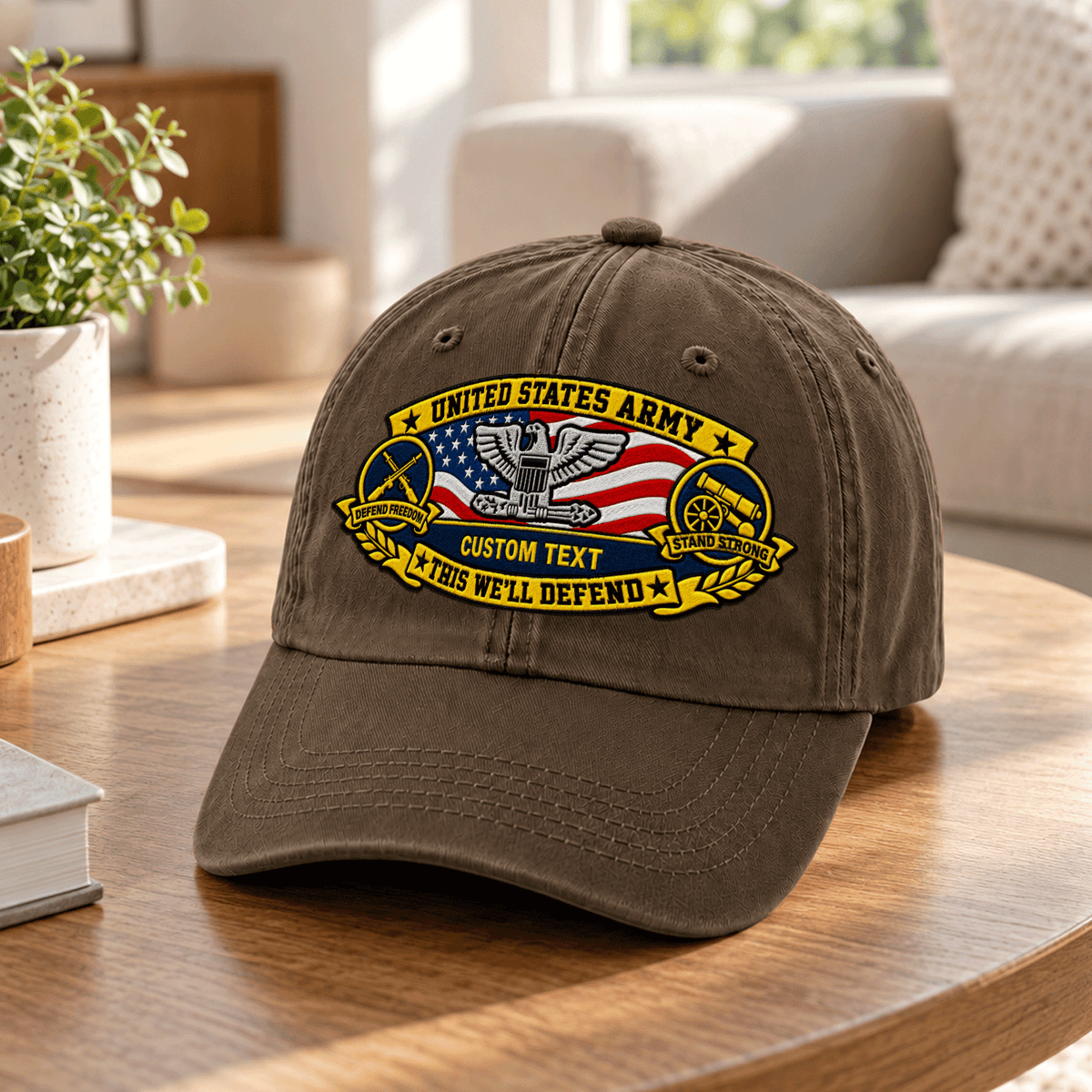 Custom Army Embroidered Hat Personalized Veteran Rank and Text