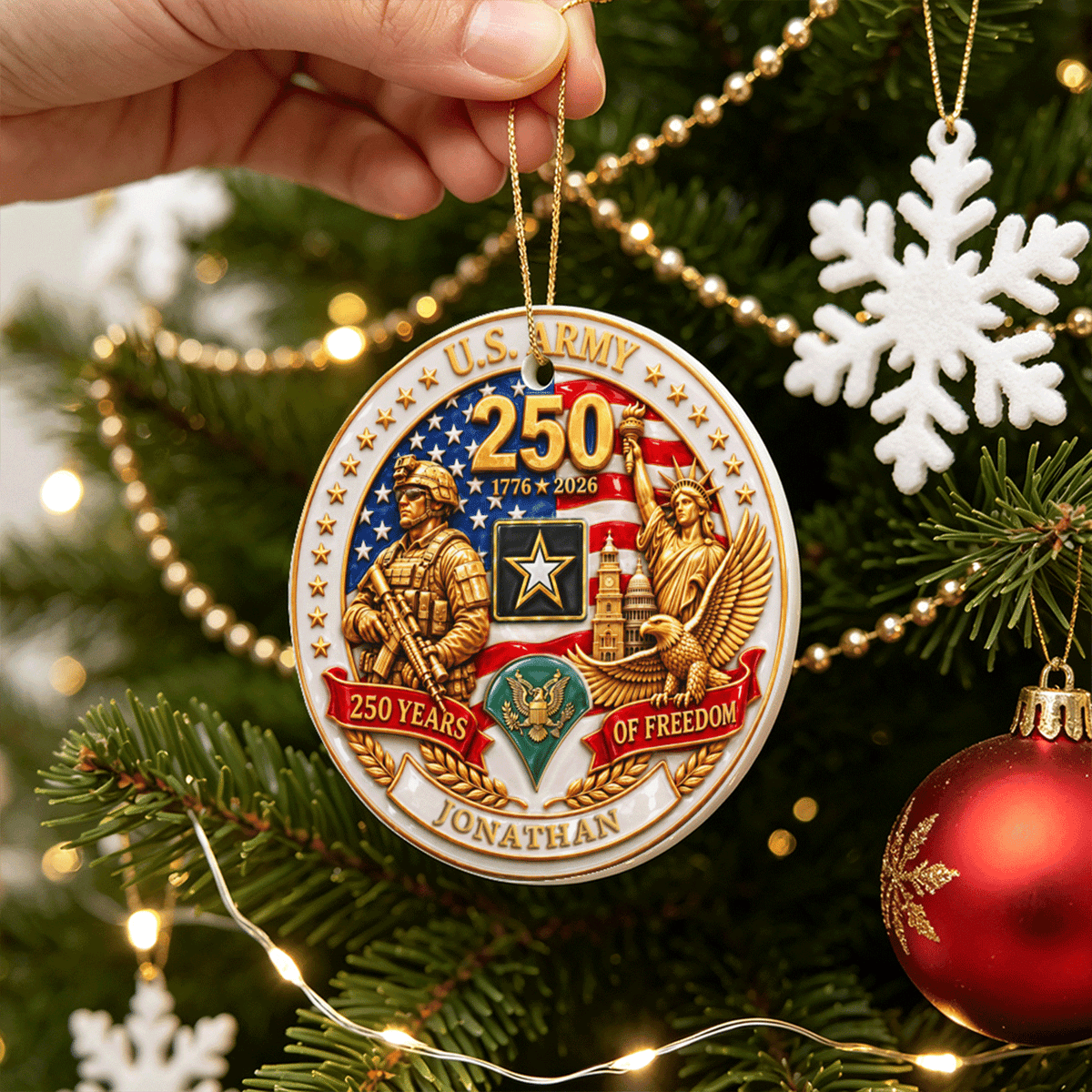 Custom Marine Veteran Ceramic Ornament Personalized Rank and Text