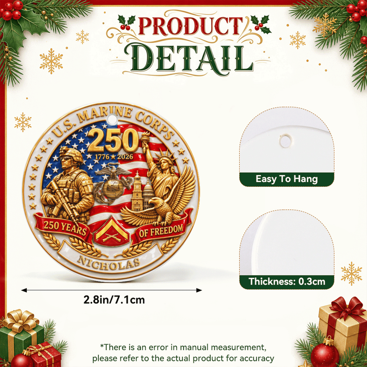 Personalized Navy Military Ceramic Ornament Custom Rank and Text