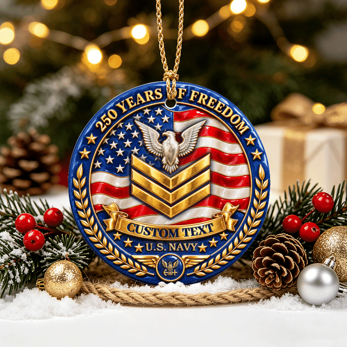 Personalized U.S. Air Force Ornament Custom Rank and Military Text