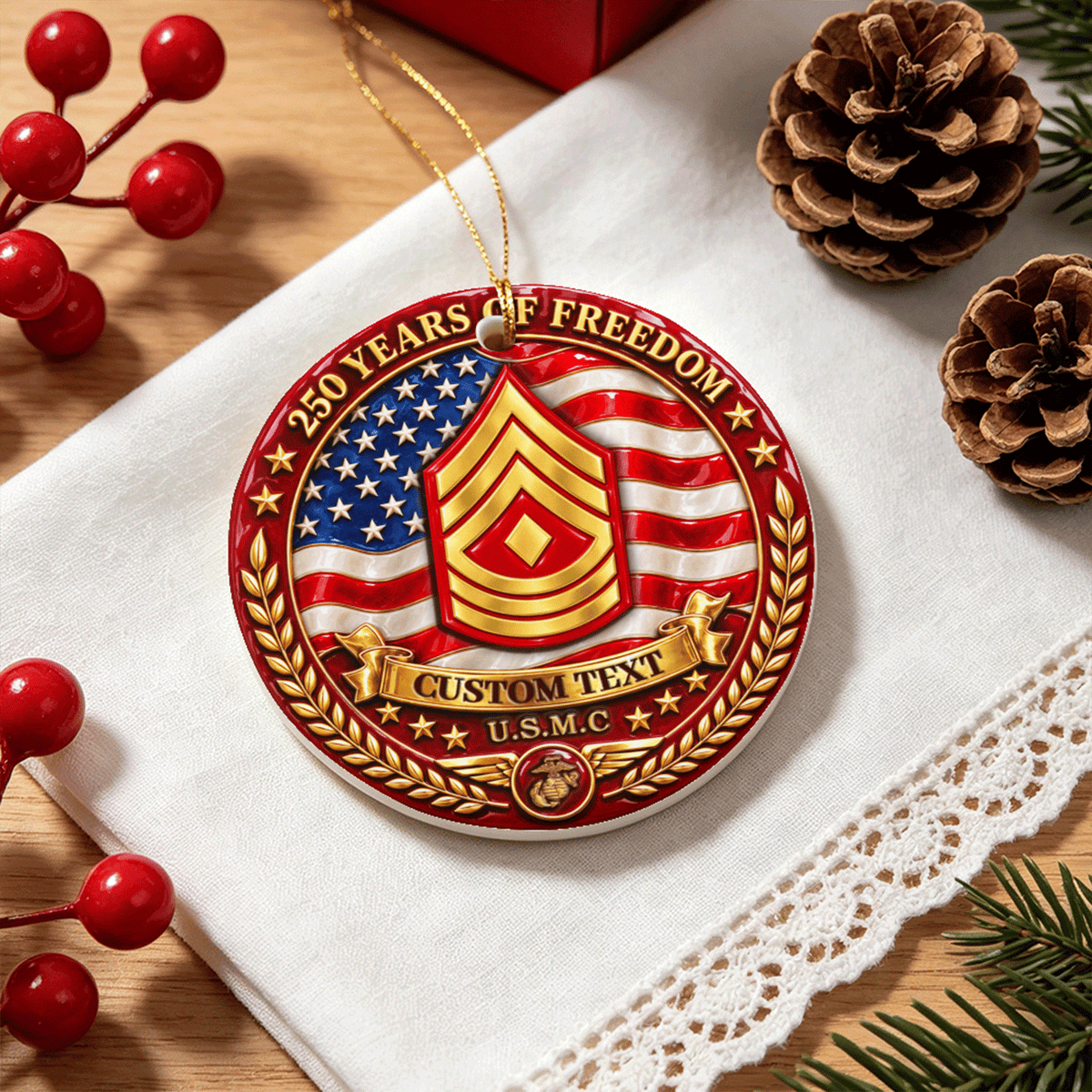 U.S. Navy 3D Relief Ornament Custom Military Rank and Custom Text