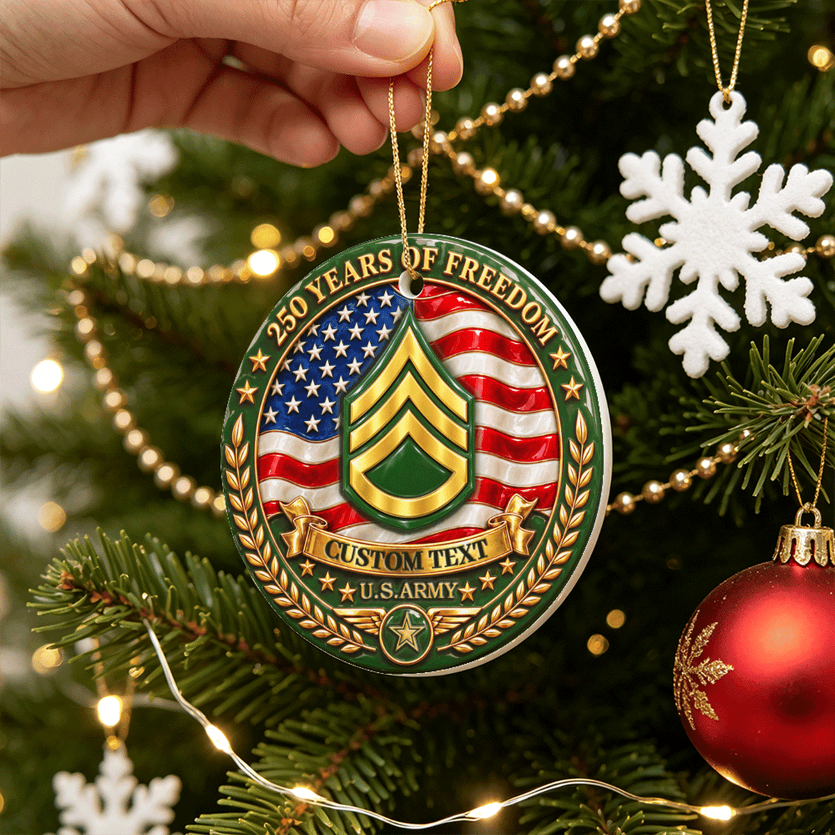 Personalized USMC Ornament Custom Military Rank and Text