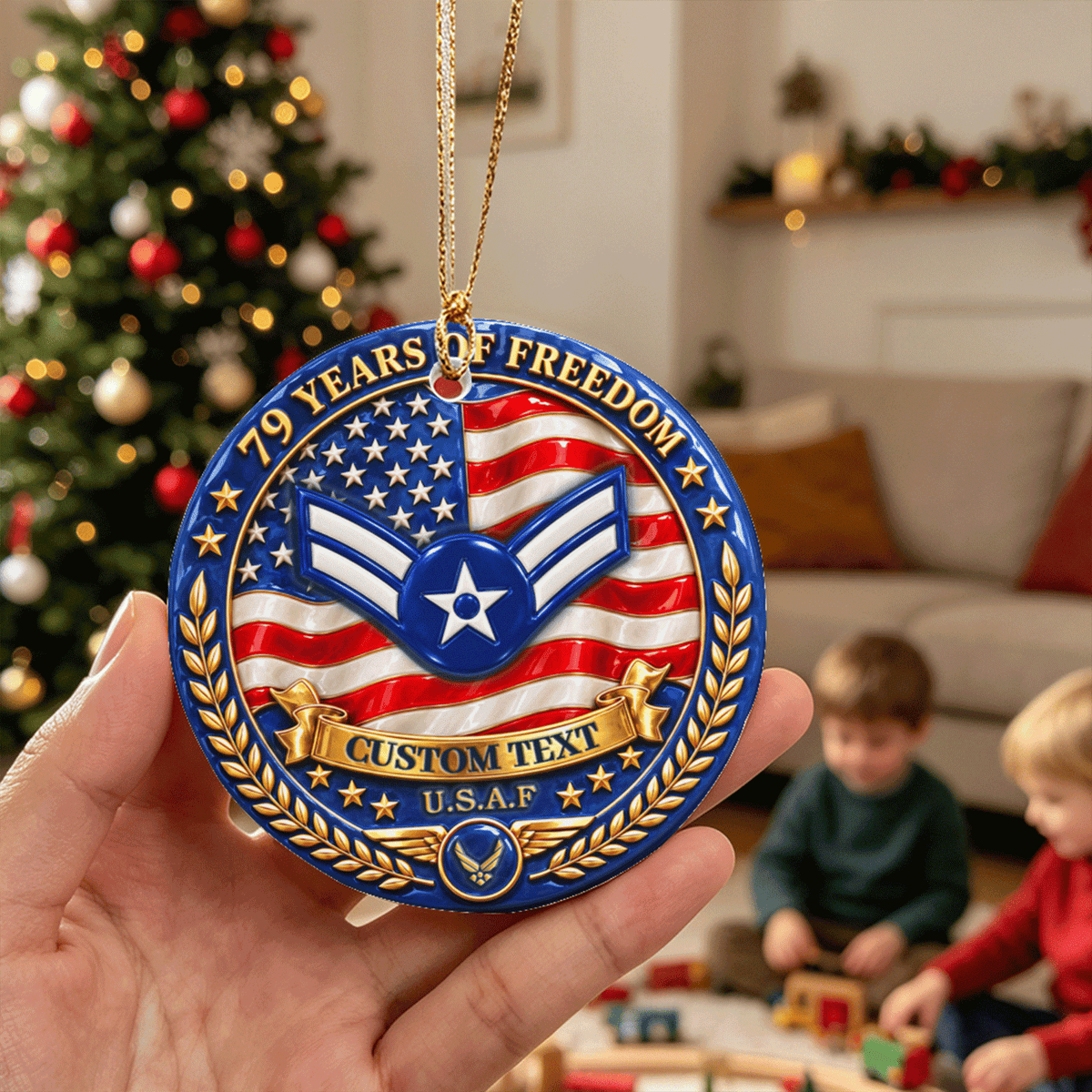 U.S. Navy 3D Relief Ornament Custom Military Rank and Custom Text
