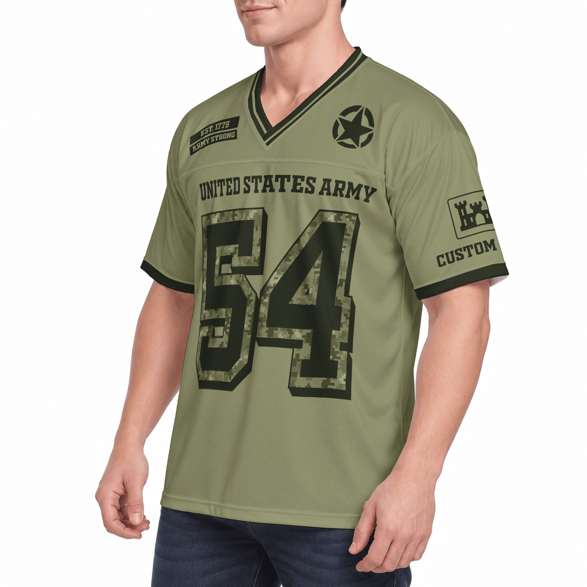 U.S. Army Military Jersey Custom Rank Name and Jersey Number Personalized Veteran Gift