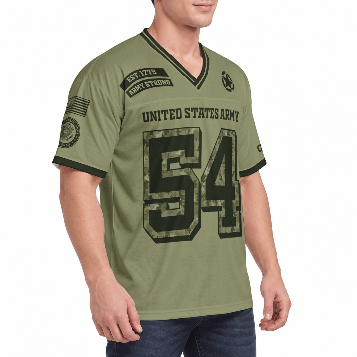 U.S. Army Military Jersey Custom Rank Name and Jersey Number Personalized Veteran Gift