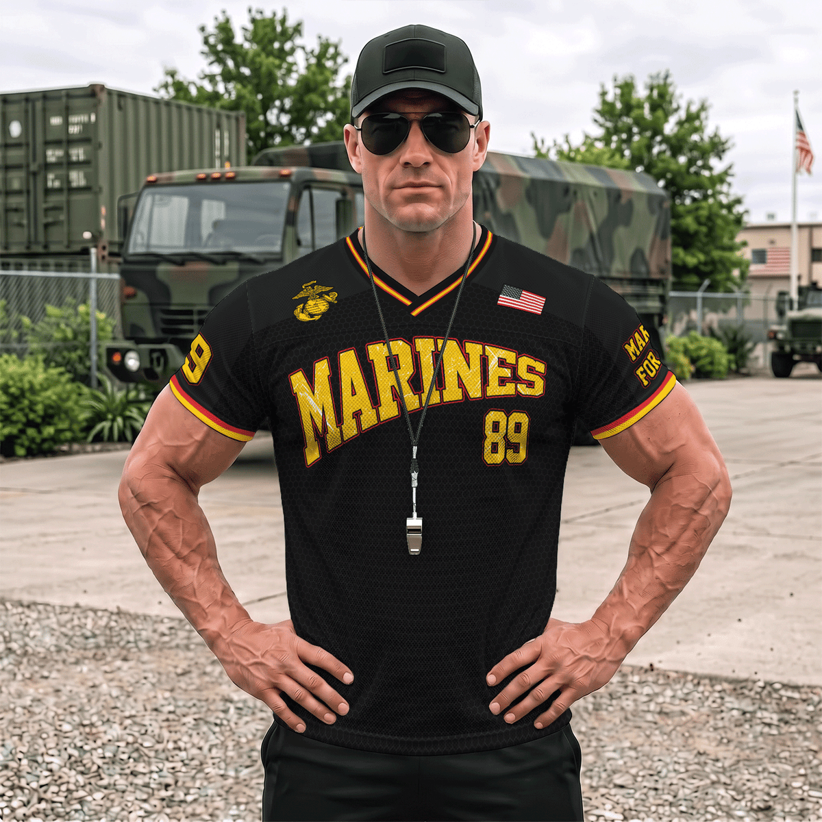 Personalized USMC Sports Jersey Custom Rank Text and Jersey Number