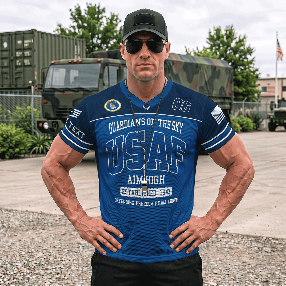 Personalized U.S. Air Force Sports Jersey Custom Rank Text and Jersey Number