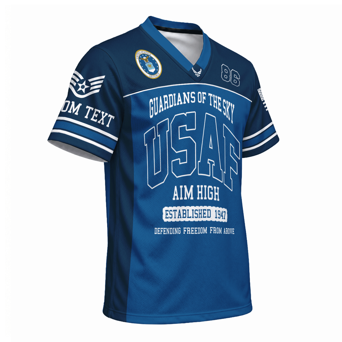 Personalized U.S. Air Force Sports Jersey Custom Rank Text and Jersey Number