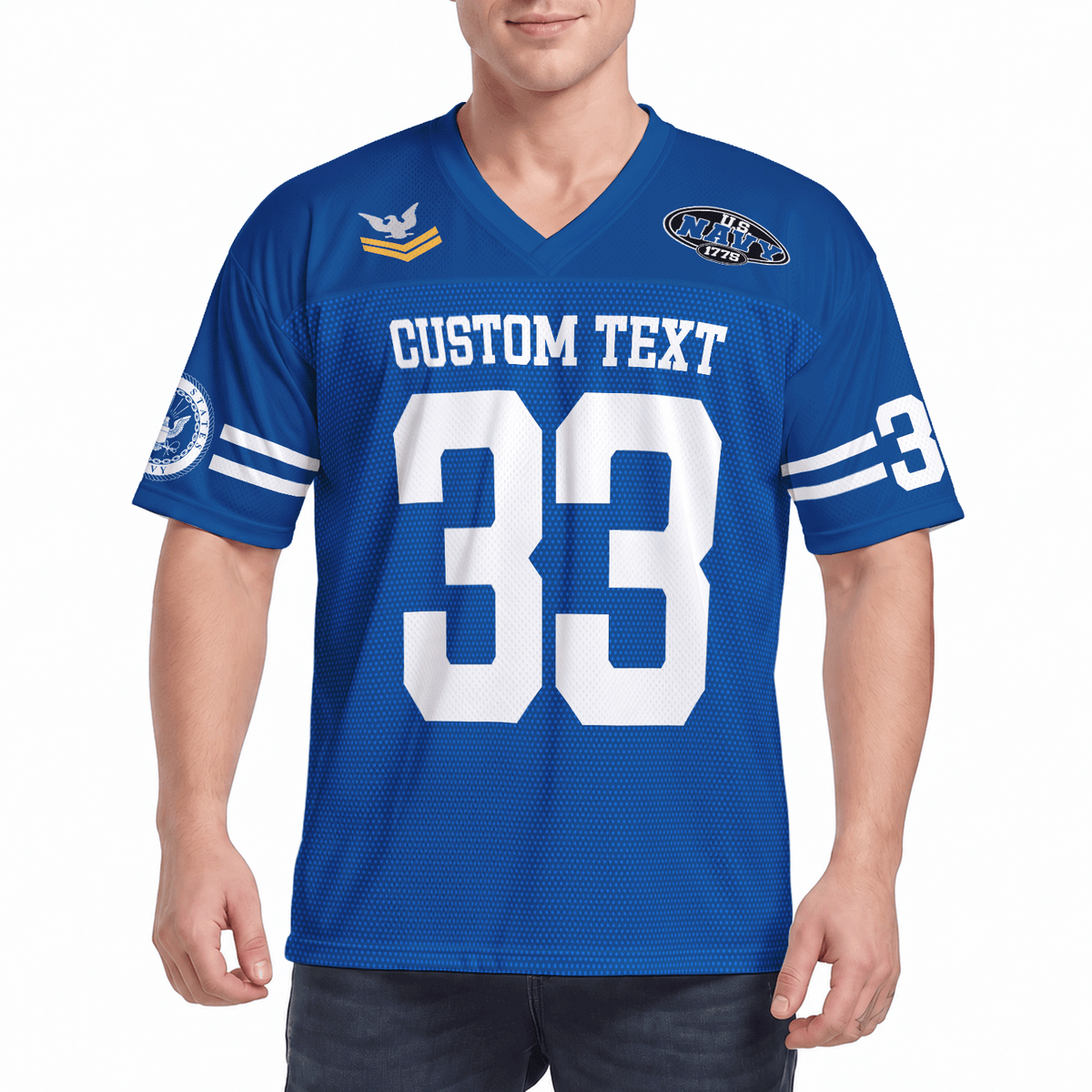 Personalized Navy Veteran Jersey Custom Rank Number and Text