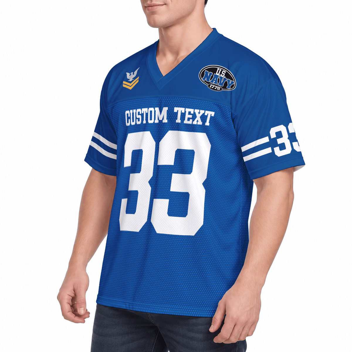 Personalized Navy Veteran Jersey Custom Rank Number and Text