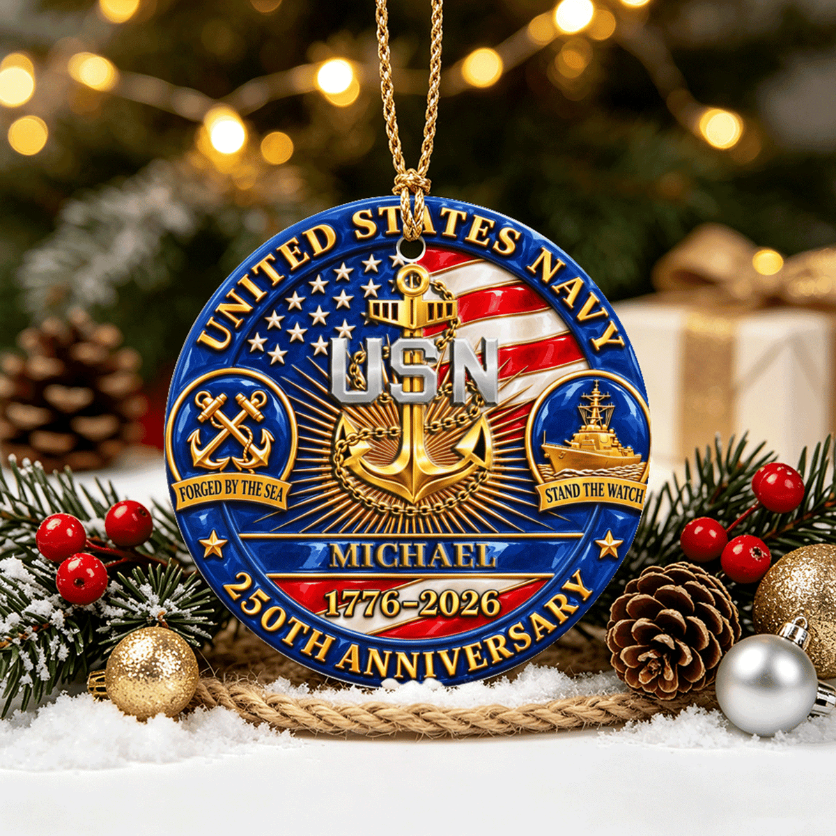 Custom Army 3D Relief Ornament Personalized Rank and Custom Text