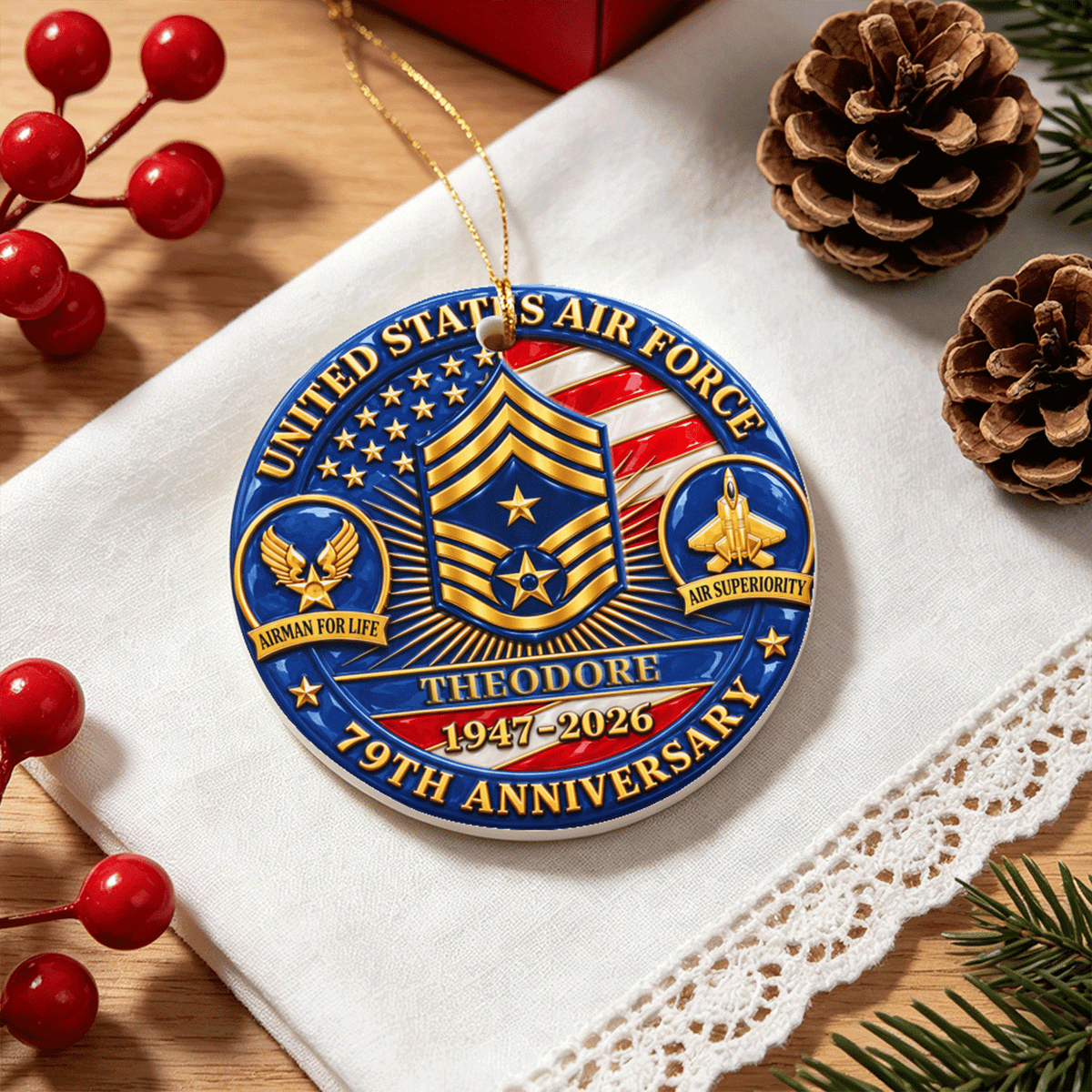 Custom Army 3D Relief Ornament Personalized Rank and Custom Text