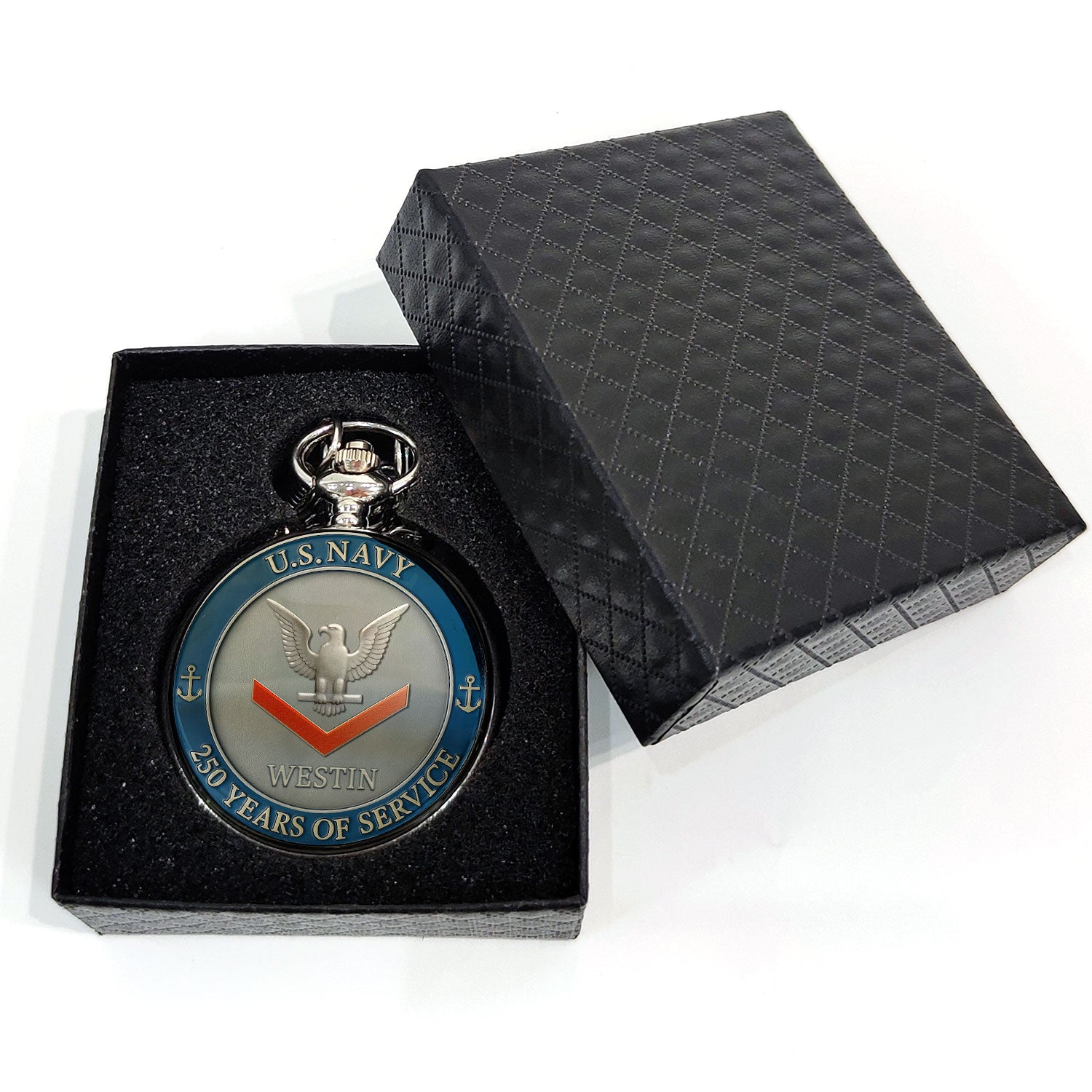 Personalized US Navy 250 Years Of Service Pocket Watch