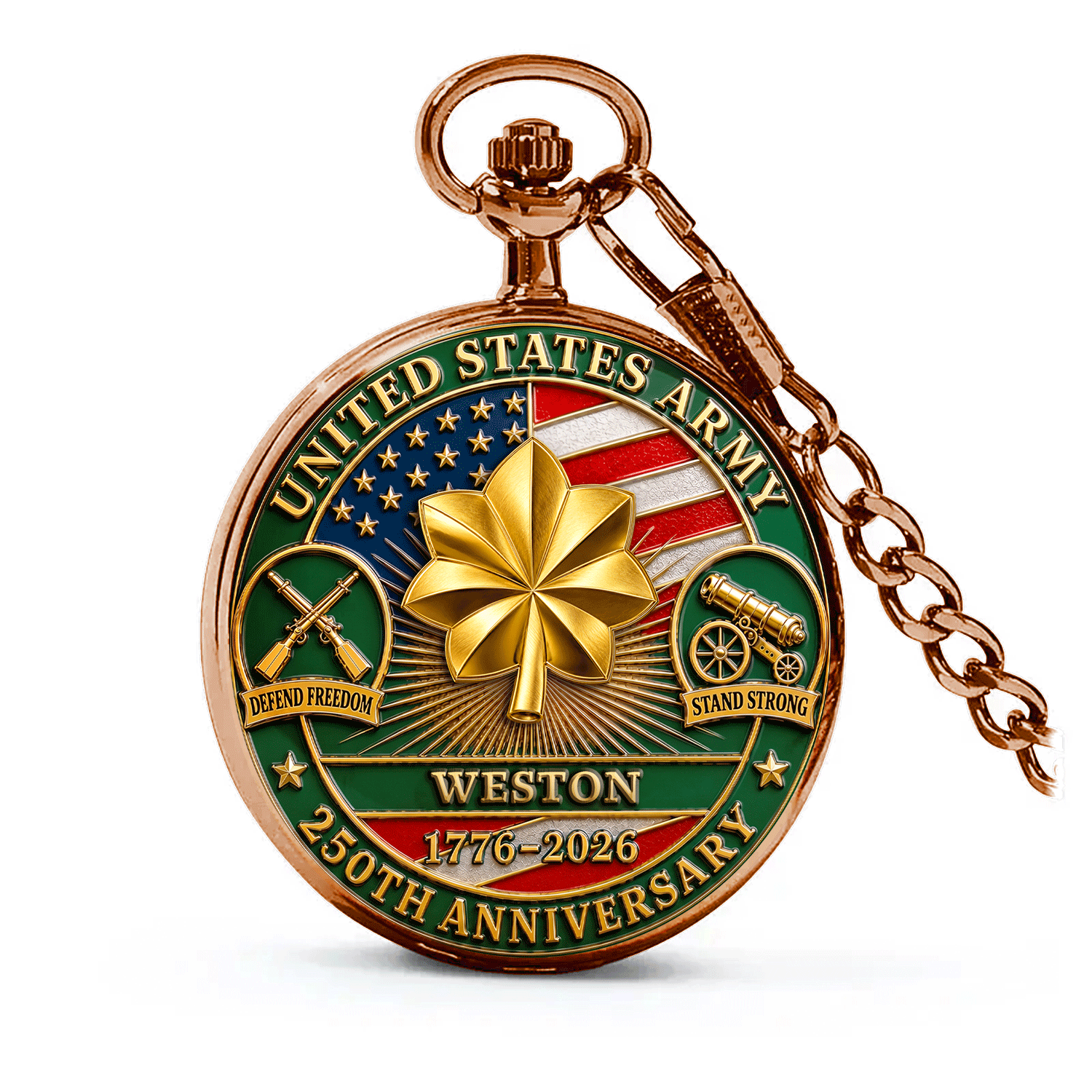 Personalized Army Pocket Watch USA Semiquincentennial Gift