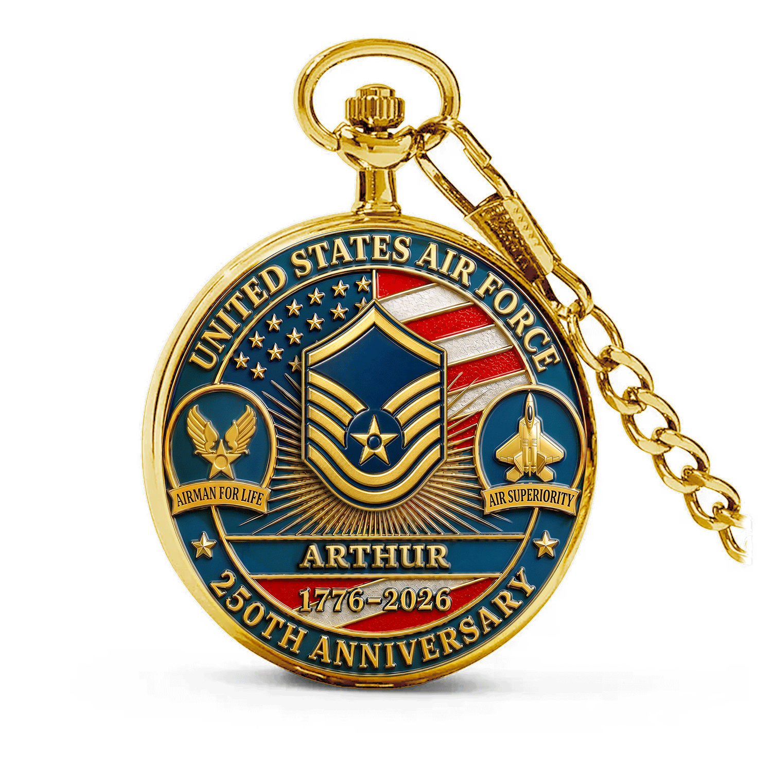 Personalized Air Force Pocket Watch Veteran Retirement Gift