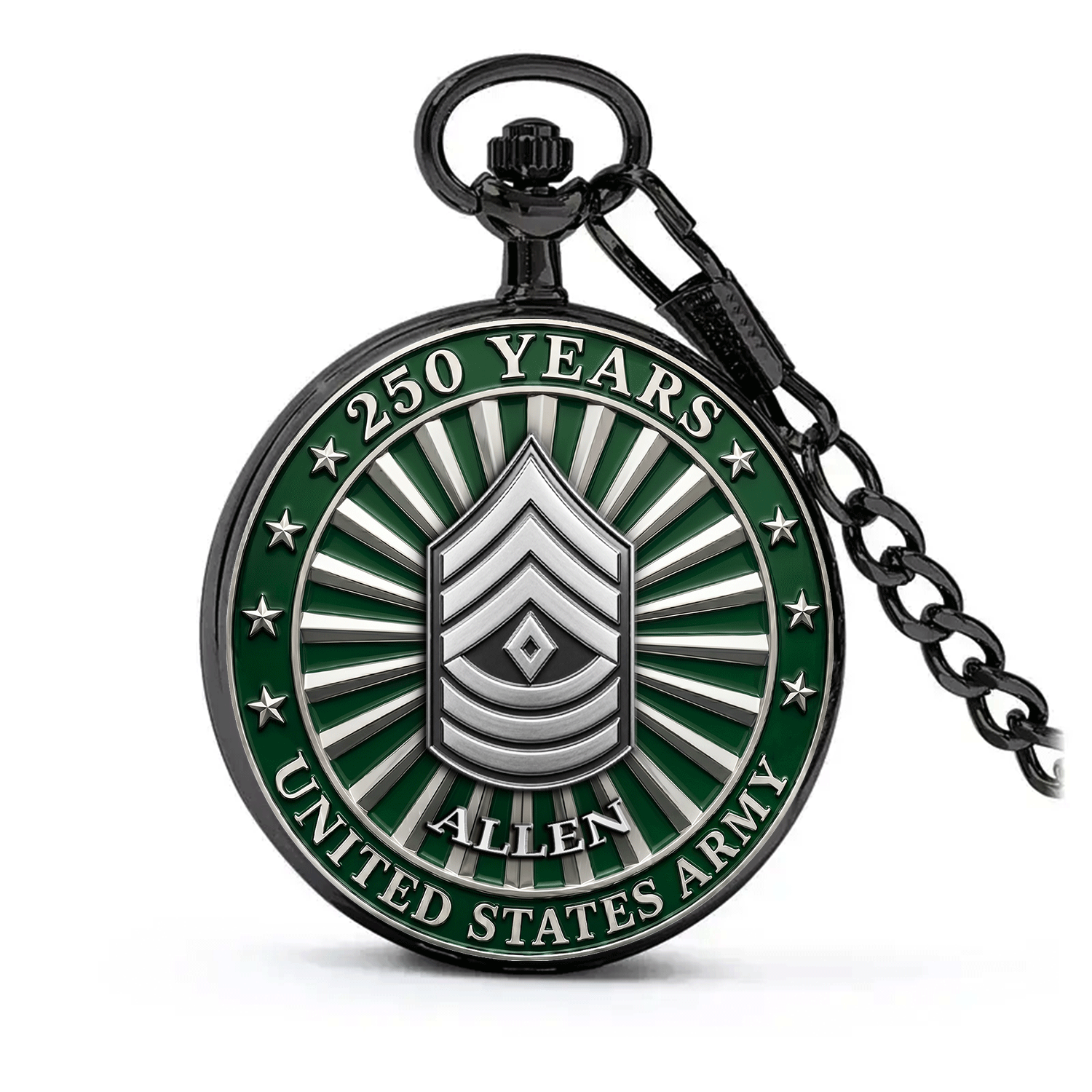 US Army Custom Rank Name Pocket Watch Collectible Gift