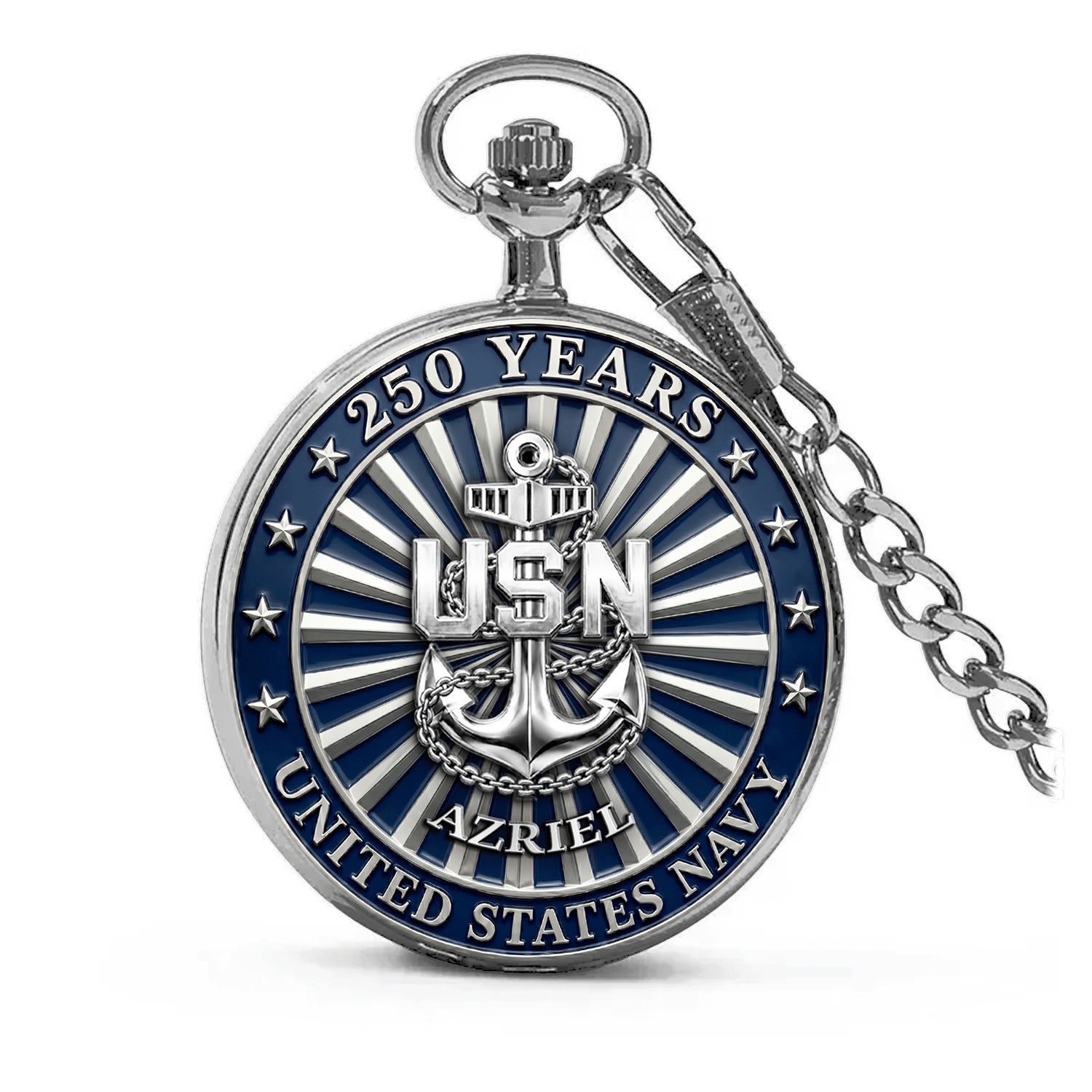 US Navy Veteran Gift Pocket Watch Custom Rank and Name