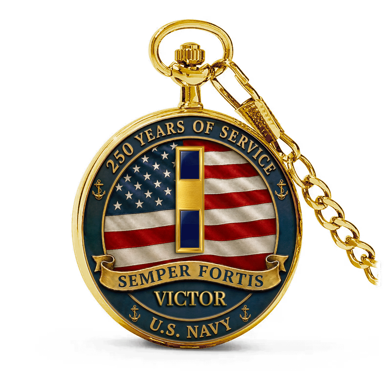 Personalized US Navy Service Pocket Watch Custom Text Gift