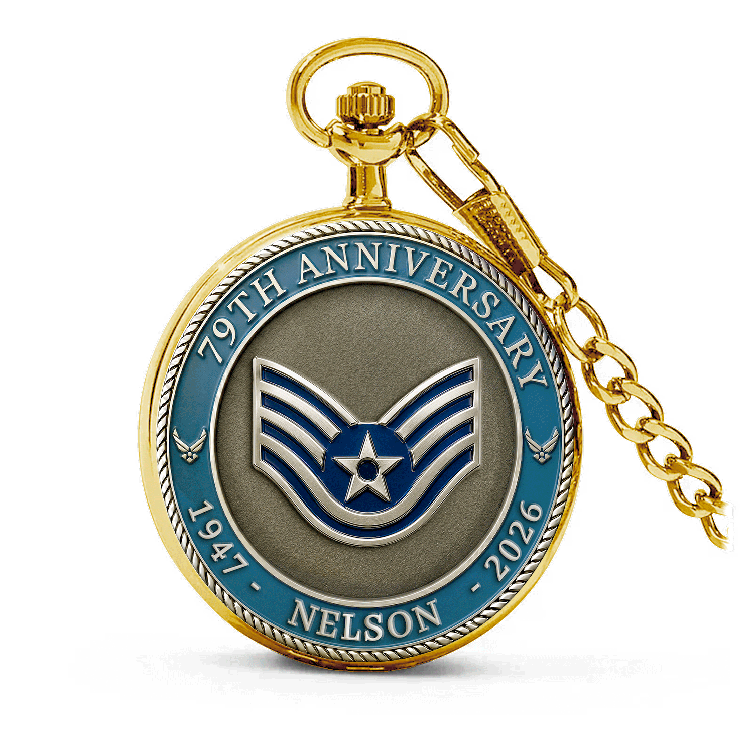 Personalized Air Force Rank Pocket Watch 250 Years Gift