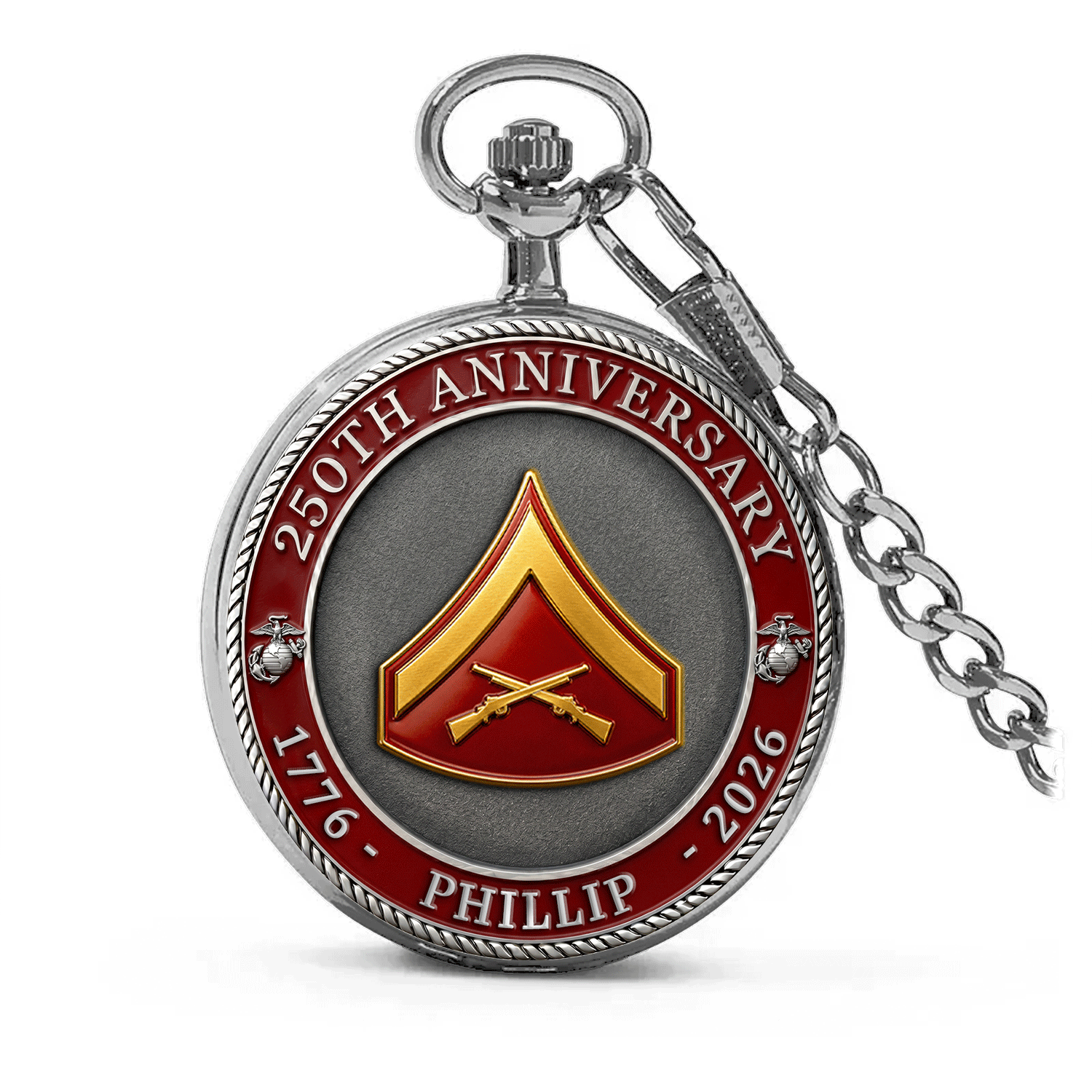 Personalized Marine Rank Pocket Watch 250 Years Gift