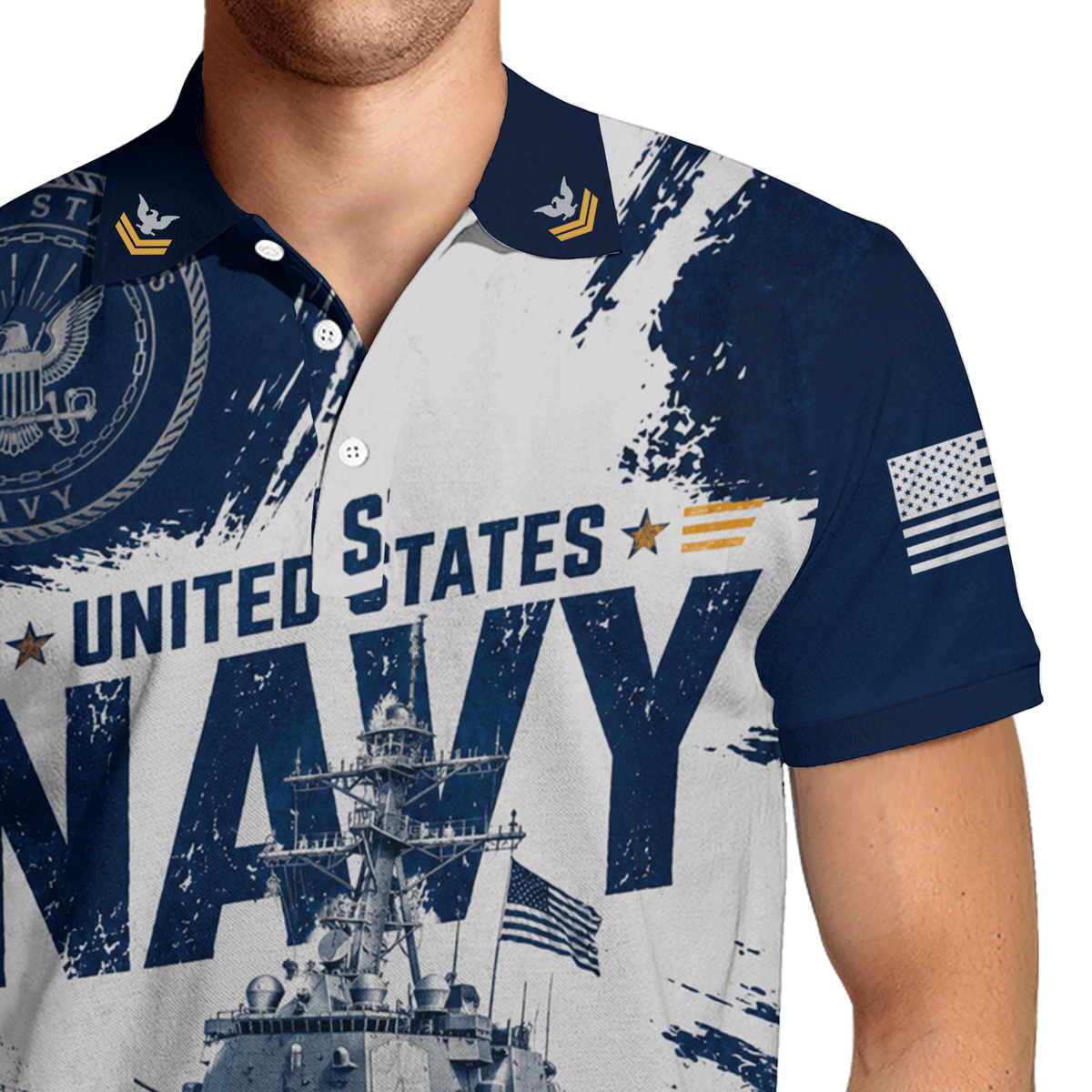 Personalized US Navy Rank 3D All-Over Print Polo Shirt Gift