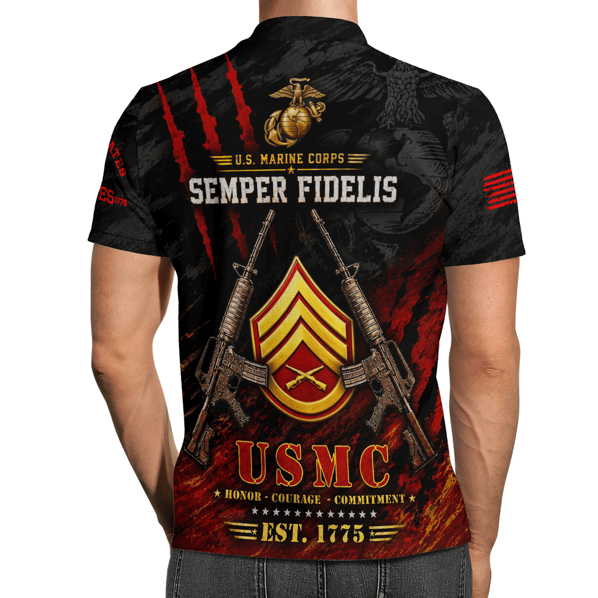 Personalized US Marine Corps Rank 3D All-Over Print Polo Shirt Gift