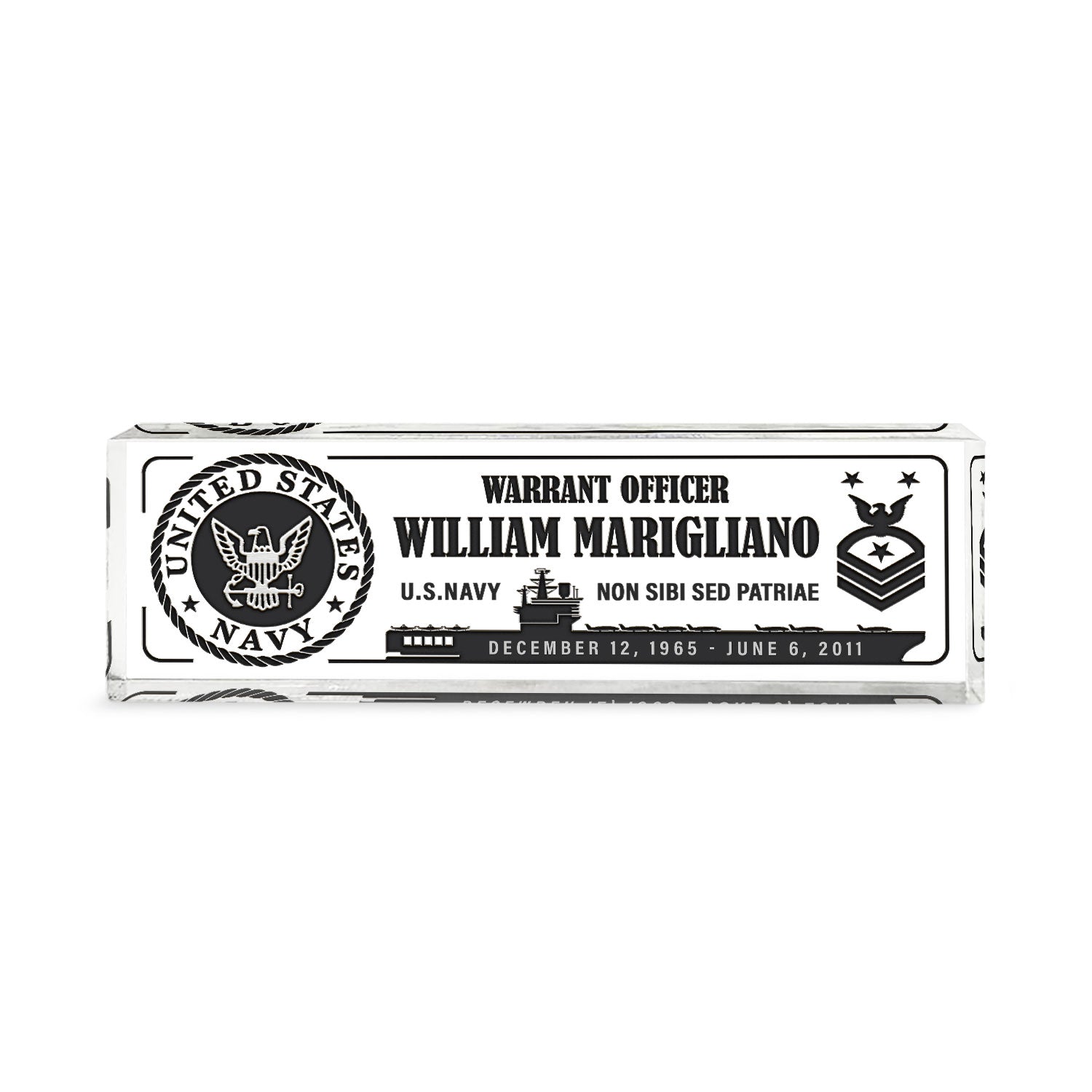 Custom Name, Rank & Year Acrylic Plaque - US Navy Gifts