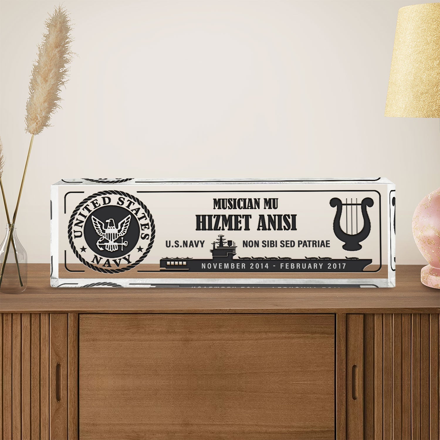 Custom Name, Rank & Year Acrylic Plaque - US Navy Gifts